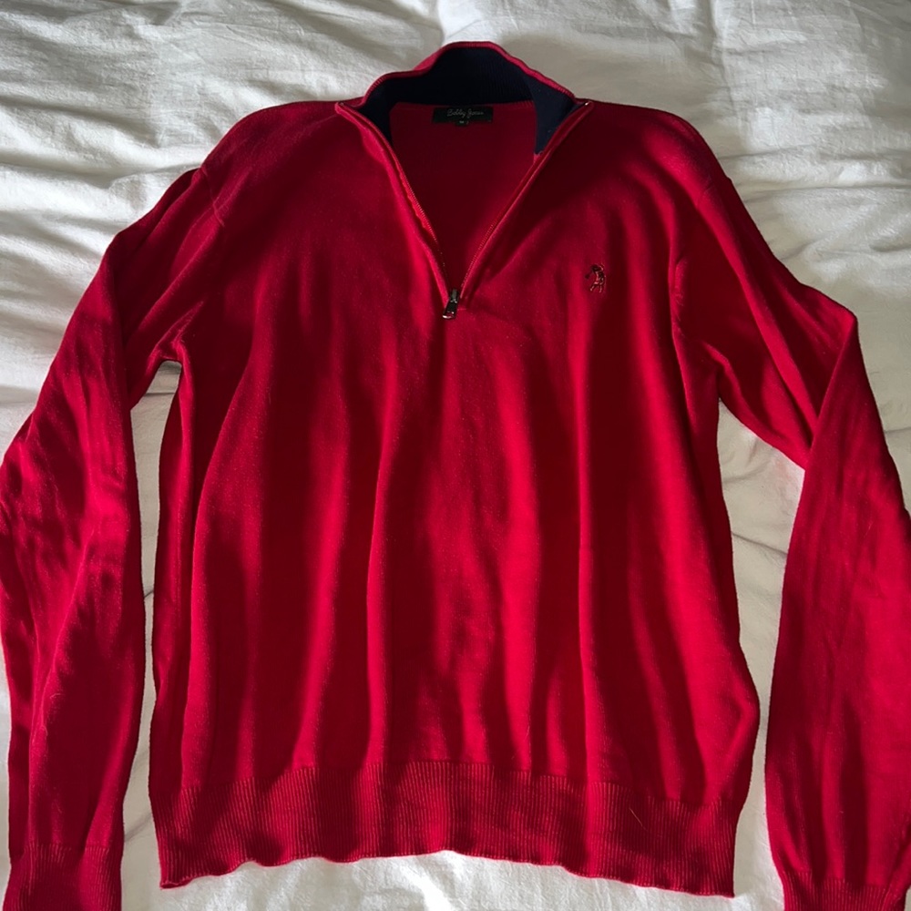 Bobby Jones mens Red 1/4 zip sweater pull over
